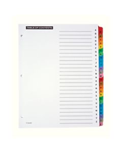 Office Depot Brand Table Of Contents Customizable Index With Preprinted Tabs, Multicolor, A-Z
