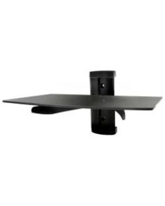 MegaMounts Tempered-Glass 1-Shelf Single-Stud Wall Mount, 16inH x 12inW x 10inD, Black