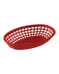 Tablecraft Oval Plastic Serving Baskets, 1-7/8inH x 6inW x 9-3/8inD, Red, Pack Of 12 Baskets