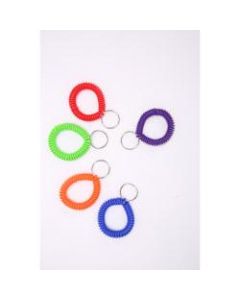 Sparco Split Ring Wrist Coil Key Holders - 2.1in x 2.1in x 2.4in - 10 / Pack - Assorted