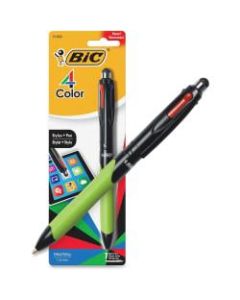 BIC 4 Color Stylus Plus Pen - 1 mm Pen Point Size - Refillable - Retractable - Blue, Black, Red, Green - 1 / Pack