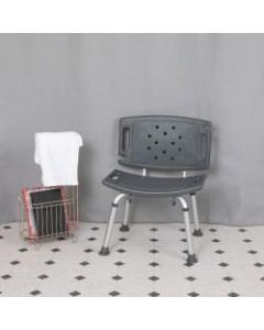 Flash Furniture Hercules Adjustable Bath And Shower Chair With Extra-Wide Back, 33-1/4inH x 19inW x 20-3/4inD, Gray