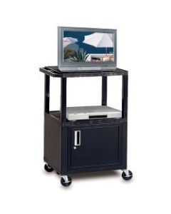 H. Wilson Plastic Utility Cart With Locking Cabinet, 42inH x 24inW x 18in, Black