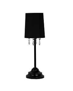 Simple Designs Table Lamp with Fabric Shade and Hanging Acrylic Beads, Black