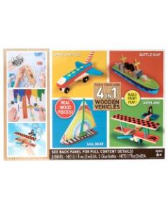 JAM Paper Games, Wooden Vehicle Painting Kit, Set Of 4 Vehicles
