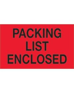 Tape Logic Preprinted Shipping Labels, DL1203, Packing List Enclosed, Rectangle, 3in x 5in, Fluorescent Red, Roll Of 500