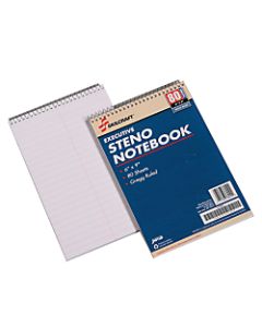 50% Recycled Steno Notebooks, 6in x 9in, Gregg Ruled, 80 Pages (40 Sheets), White/Blue, Pack Of 12 (AbilityOne 7530-00-223-7939)
