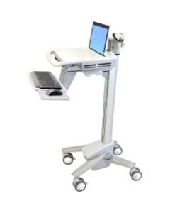 Ergotron StyleView EMR Laptop Cart, SV40 - 18 lb Capacity - 4 Casters - Aluminum, Plastic, Zinc Plated Steel - 18.3in Width x 50.5in Height - White, Gray, Polished Aluminum