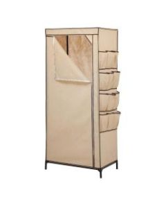 Honey-Can-Do Portable Cloth Wardrobe, 62 1/4inH x 27 3/16inW x 18 1/8inD, Khaki
