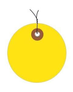 Office Depot Brand Prewired Plastic Circle Tags, 3in, Yellow, Pack Of 100
