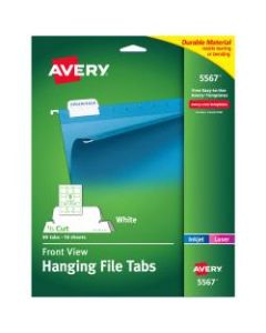 Avery Top View Inkjet/Laser Hanging File Folder Tabs, 5567, 3in x 1 1/4in, Pack Of 90