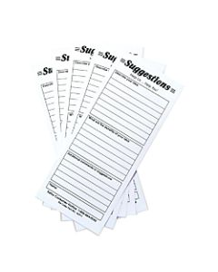 Safco Suggestion Box Card Refills, 8in x 3 1/2in, White, Pack Of 25