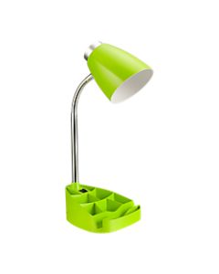 LimeLights Gooseneck Organizer Desk Lamp, Adjustable Height, 17 1/4inH, Green Shade/Green Base