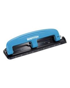Bostitch EZ Squeeze Three-Hole Punch, 12 Sheet Capacity, Blue