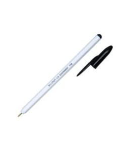 SKILCRAFT Ballpoint Pens, Fine Point, White Barrel, Black Ink, Box Of 12 (AbilityOne)