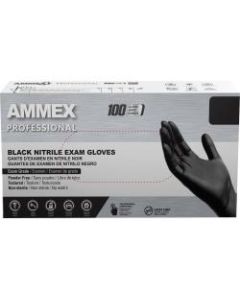 Ammex Professional Powder-Free Exam-Grade Nitrile Gloves, X-Large, Black, Box Of 100 Gloves