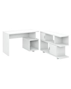 kathy ireland Home by Bush Furniture Madison Avenue 48inW Writing Desk With Low Bookcase, Pure White, Standard Delivery