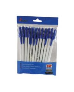 SKILCRAFT Ballpoint Pens, Medium Point, White Barrel, Blue Ink, Pack Of 12