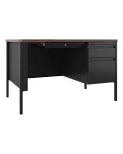 Lorell Fortress Steel Right-Pedestal Teachers Desk, Black/Walnut