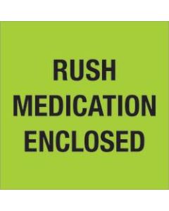 Tape Logic Preprinted Shipping Labels, DL1338, Rush ? Medication Enclosed, Square, 4in x 4in, Fluorescent Green, Roll Of 500