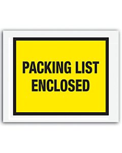 Office Depot Brand "Packing List Enclosed" Envelopes, Full Face 7in x 5 1/2in, Yellow, Pack Of 1,000