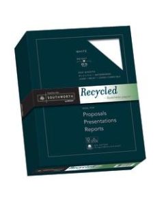 Southworth FSC Certified Cotton Business Paper, 8 1/2in x 11in, 75% Recycled, 20 Lb, White, Box Of 500