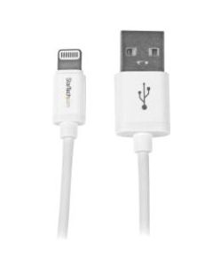 StarTech.com 1m (3ft) White Apple 8-pin Lightning Connector to USB Cable for iPhone / iPod / iPad - 3.28 ft Lightning/USB Data Transfer Cable for iPad, iPhone, iPod - First End: 1 x Type A Male USB - Second End: 1 x Lightning Male Proprietary Connector