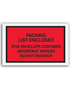 Tape Logic "Important Papers Enclosed" Envelopes, 7in x 6in, Red, Case of 1000
