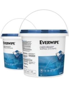 Everwipe Chem-Ready Wipe Dispenser Buckets, 1 Gallon, 7inH x 7-1/8inW x 7-1/8inD, White, Carton Of 5 Buckets