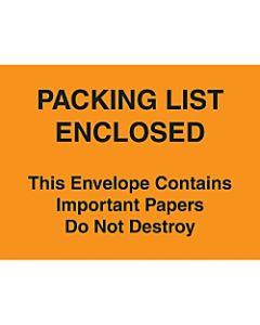 Tape Logic "Important Papers Enclosed" Envelopes, 4 1/2in x 6in, Orange, Case of 1000