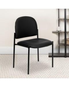 Flash Furniture Vinyl Comfortable Stackable Steel Side Chair, Black