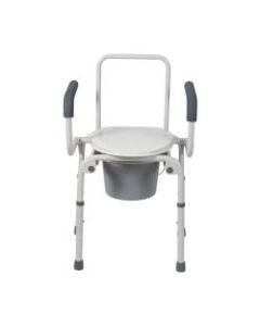DMI Deluxe Steel Drop-Arm Bedside Commode, 23inH x 14inW x 15inD, White