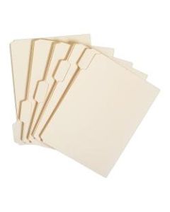 SKILCRAFT File Folders, 1/5 Cut, Letter Size, 30% Recycled, Manila, Pack of 100