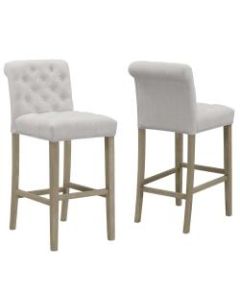 Glamour Home Aleen Bar Stools, Beige/Antique Wood, Set Of 2 Stools