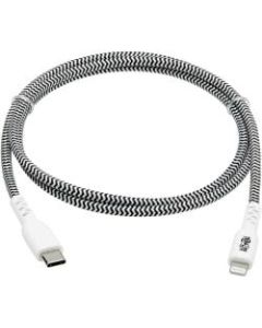 Tripp Lite M102-003-HD Heavy-Duty USB-C to Lightning Cable (M/M), 3 ft. - First End: 1 x Type C Male USB - Second End: 1 x 8-pin Lightning Male Proprietary Connector - 480 Mbit/s - MFI - Nickel Plated Connector - Gold Plated Contact - 28/24 AWG