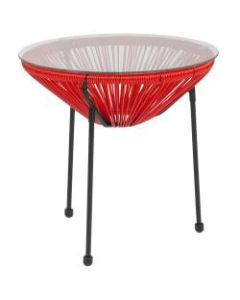 Flash Furniture Rattan Bungee Table With Glass Top, Red/Black