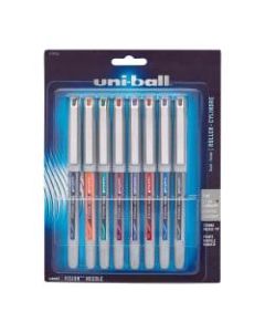 uni-ball Vision Liquid Ink Rollerball Pens, Needle/Fine Point, 0.7 mm, Gray Barrel, Assorted Ink Colors, Pack Of 8 Pens