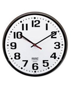 Shatterproof Crystal Dial Cover Clock, 12in Diameter, Dark Brown Frame (AbilityOne 6645-01-046-8849)