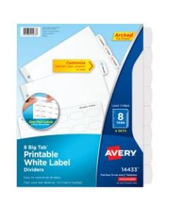 Avery Easy Peel Pop-up Edge Label Dividers, 8 1/2in x 11in, 8-Tab, White, Pack Of 4