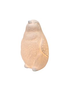 Simple Designs Porcelain Arctic Penguin-Shaped Table Lamp, 10 5/16inH, White Shade/White Base
