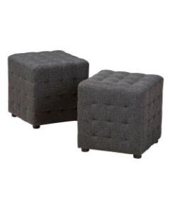 Baxton Studio Modern And Contemporary Tufted Cube Ottomans, Charcoal, Set Of 2 Ottomans