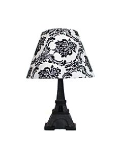 This fashionable table lamp, with its Eiffel Tower base and Paris theme, will add style and pizzazz to any room. Perfect for living rooms, bedrooms, or offices. This lamp is an easy and quick way to add this popular trend to your existing decor.