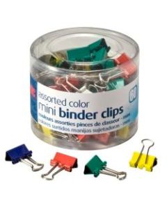 OIC Binder Clips Tub, Mini Clips, 9/16in, Assorted Colors, Pack Of 60