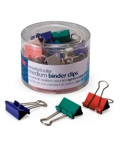 OIC Binder Clips Tub, Medium Clips, 1 1/4in, Assorted Colors, Pack Of 24