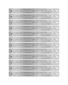 Westcott Stainless Steel Rulers - 12in Length 1in Width - 1/16, 1/32 Graduations - Metric, Imperial Measuring System - Stainless Steel - 12 / Box - Stainless Steel