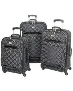 Overland Geoffrey Beene Hearts Fashion 3-Piece Luggage Set, Black/Gray