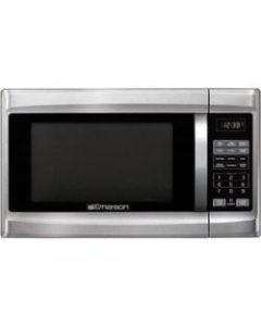 Emerson MW1338SB Microwave Oven - Single - 9.72 gal Capacity - Microwave - 10 Power Levels - 1000 W Microwave Power - 120 V AC - Glass - Stainless Steel, Black, Chrome