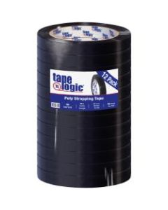 Tape Logic Tensilized Poly Strapping Tape, 3in Core, 0.75in x 60 Yd., Black, Case Of 12