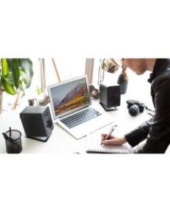Kanto S2 Desktop Speaker Stands for Small Speakers, Black - 12 lb Load Capacity - 1.3in Height x 3.9in Width x 5.3in Depth - Desktop - Aluminum - Black