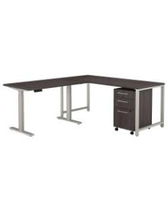 Bush Business Furniture 400 Series 72inW L Shaped Desk with Height Adjustable Return and Storage, Storm Gray, Premium Installation